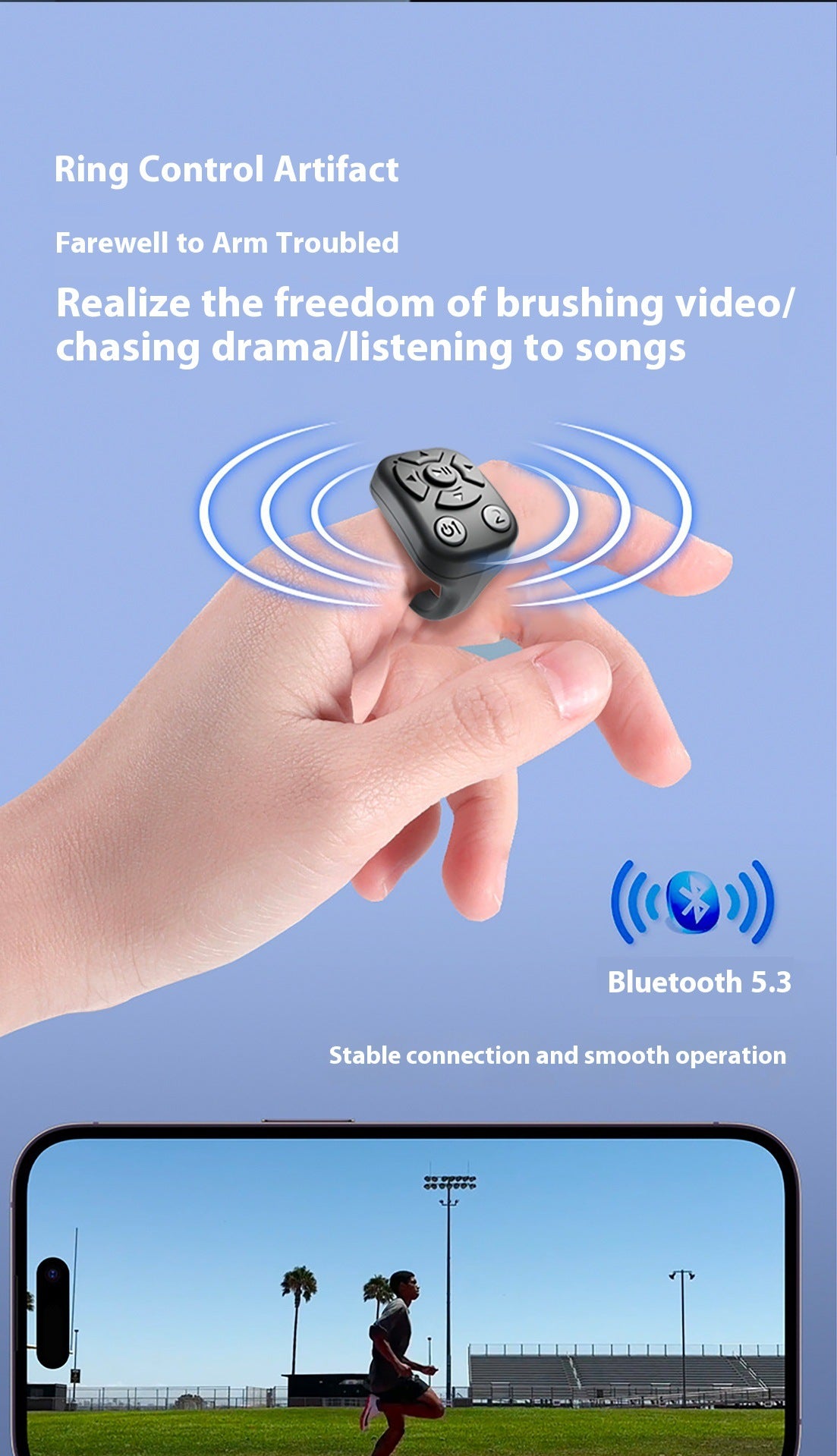 J6 Bluetooth Ring Afstandsbediening | Multifunctionele, platformonafhankelijke mobiele telefooncontroller