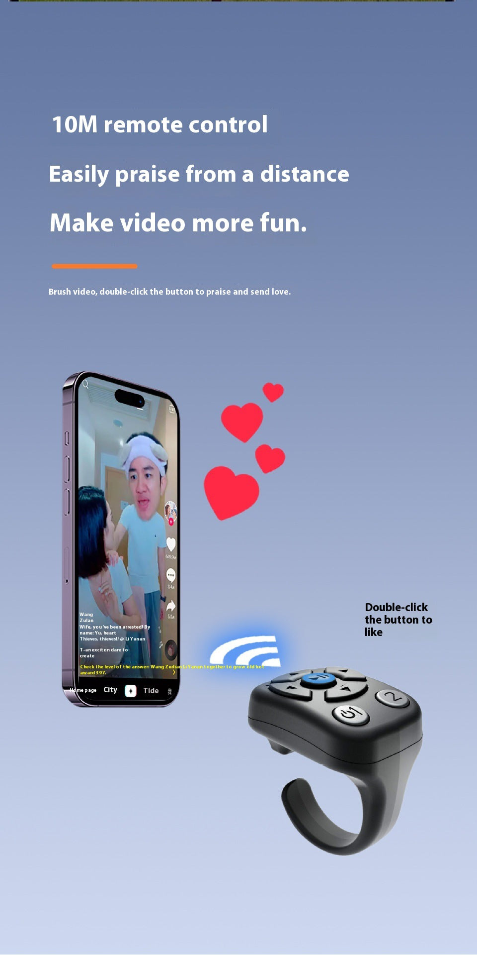 J6 Bluetooth Ring Afstandsbediening | Multifunctionele, platformonafhankelijke mobiele telefooncontroller