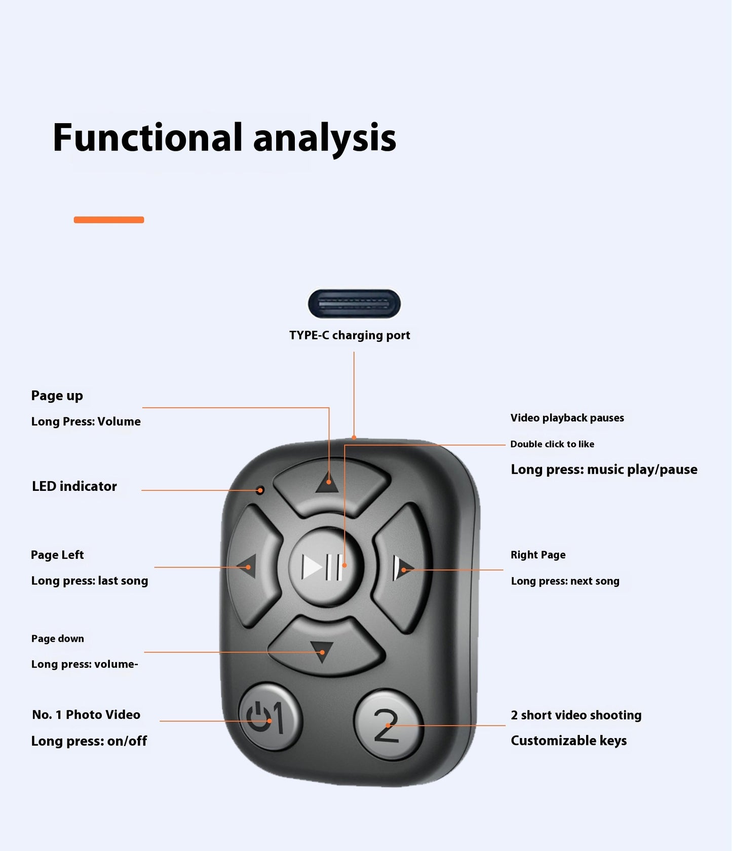 J6 Bluetooth Ring Afstandsbediening | Multifunctionele, platformonafhankelijke mobiele telefooncontroller