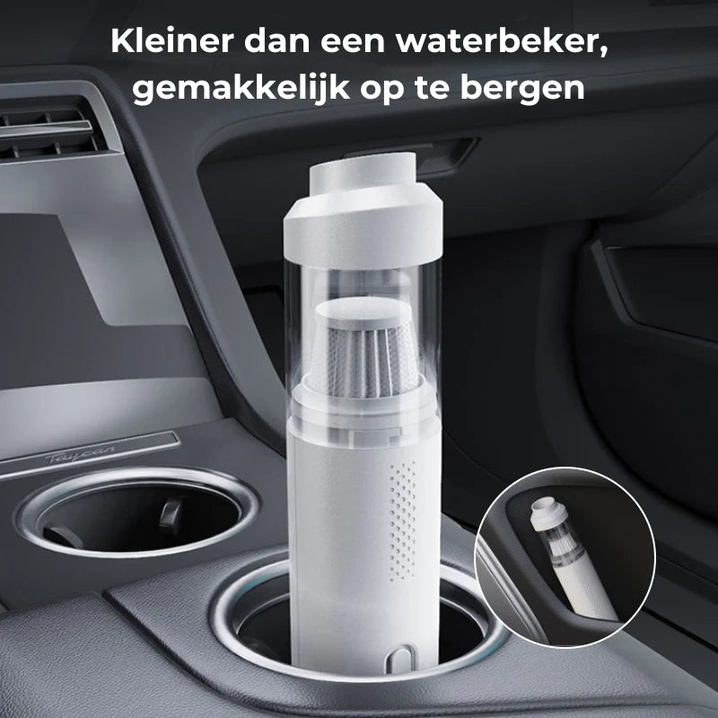 Slanke snoerloze stofzuiger voor in de auto