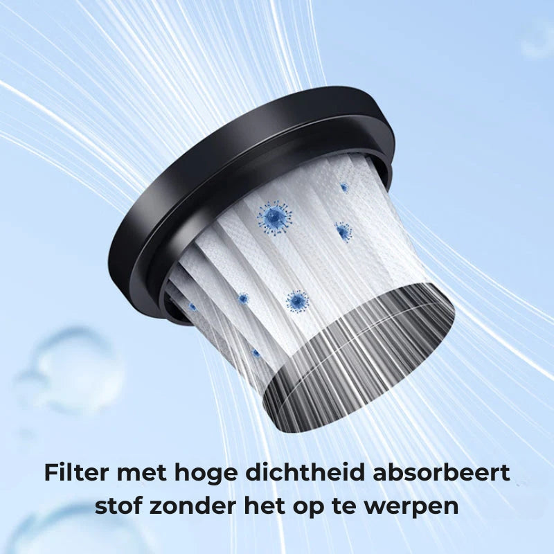 Slanke snoerloze stofzuiger voor in de auto