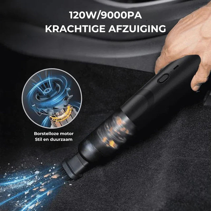 Slanke snoerloze stofzuiger voor in de auto